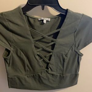 Olive green crop top